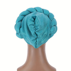 Bright Lake Turban Cap Braided Big Hijab Hat Crinkle Elastic Head Wrap