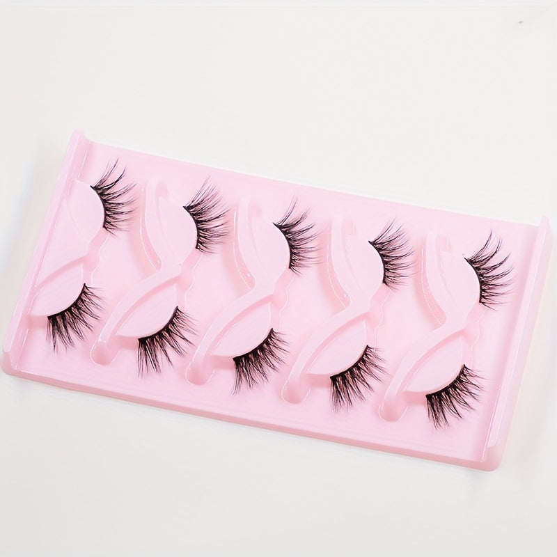 5 Pairs Half Eye Lashes Natural Look C Curling Short Wispy False Eyelashes