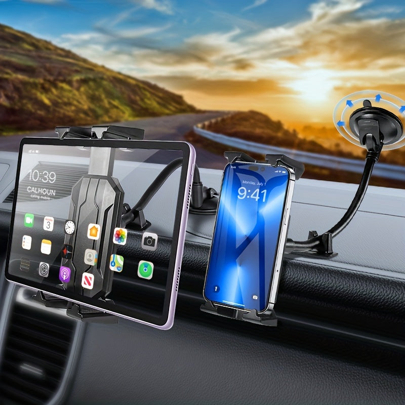 Car Phone Mount Tablet Holder Long Arm Gooseneck Suction Cup Mount