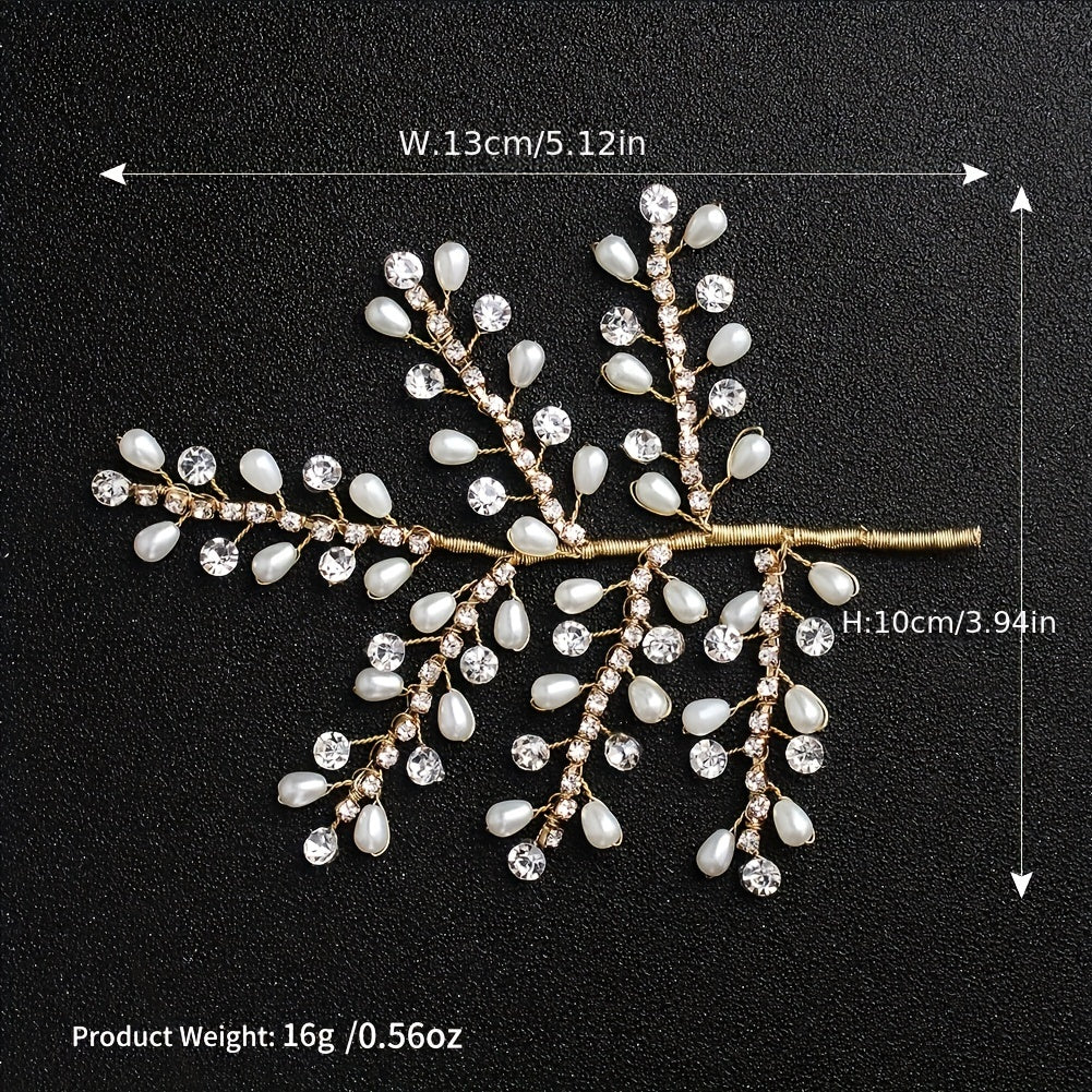 Bride Hair Clip Rhinestone Hairpin Faux Pearl Beads Hair Accessories