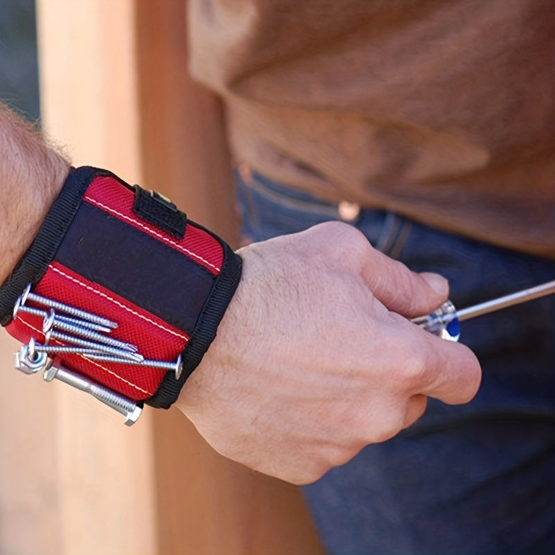 Magnetic Wristband for Handymen Holds Screws & Tools
