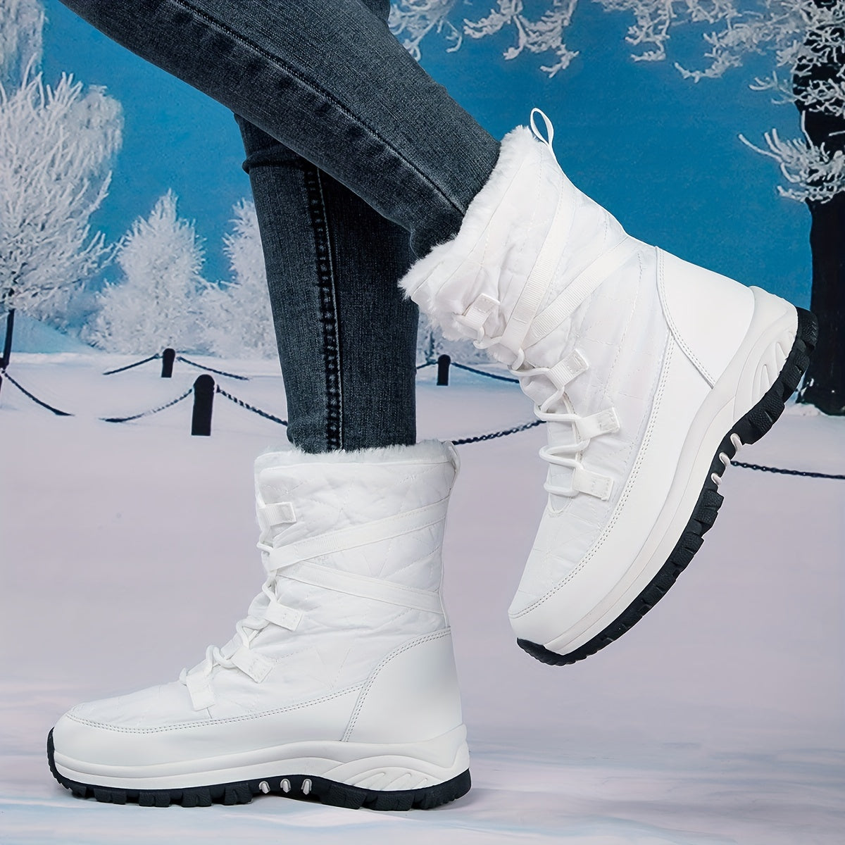 Women's Waterproof Snow Boots Warm High Tube Hiking Boots
