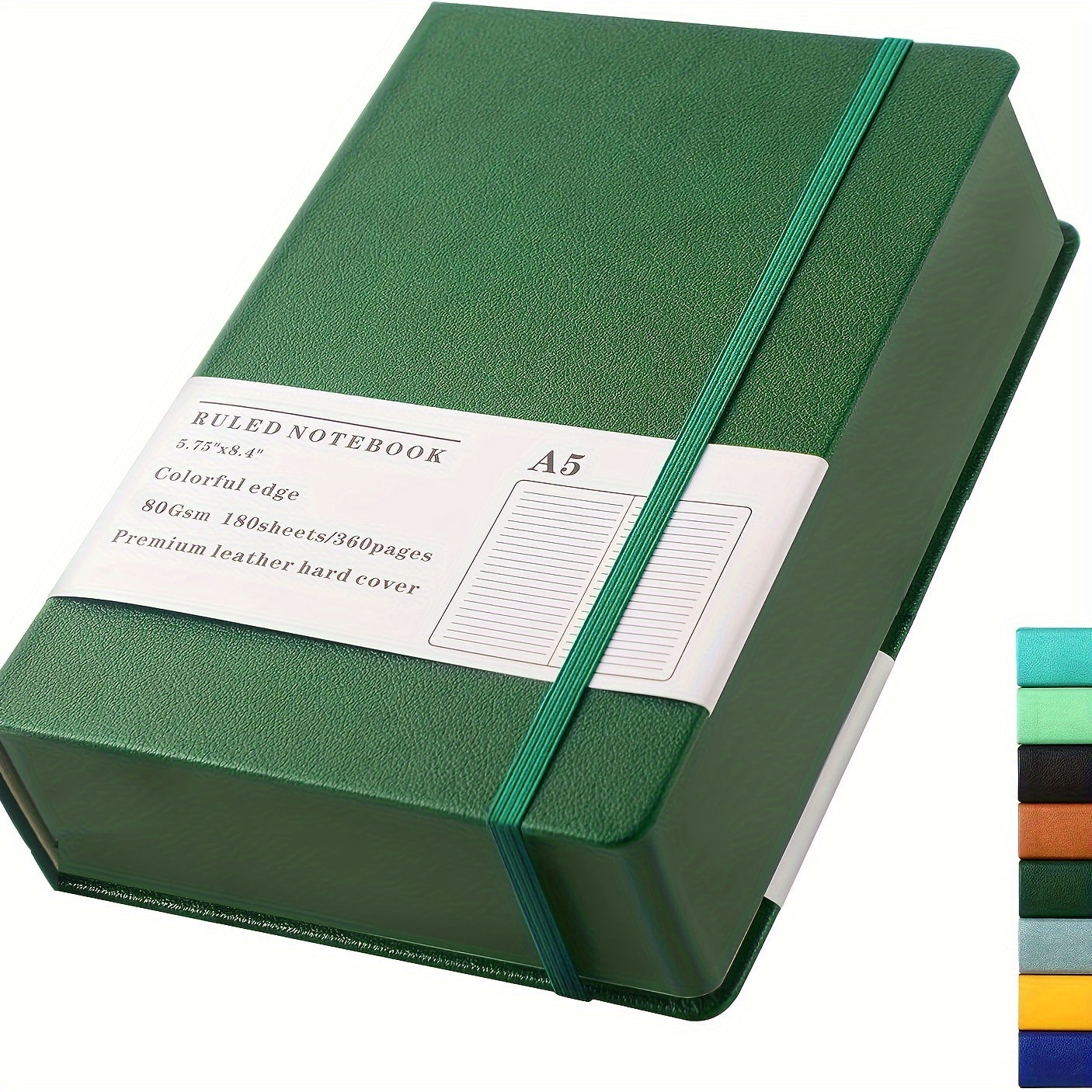 Thick Lined Diary Notebook Pen 365 Pages A5 College Rules Leather Hardcover