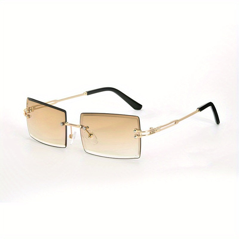 Rimless Sunglasses Gradient UV400 Sun Shades With Case