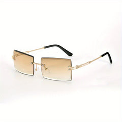 Rimless Sunglasses Gradient UV400 Sun Shades With Case