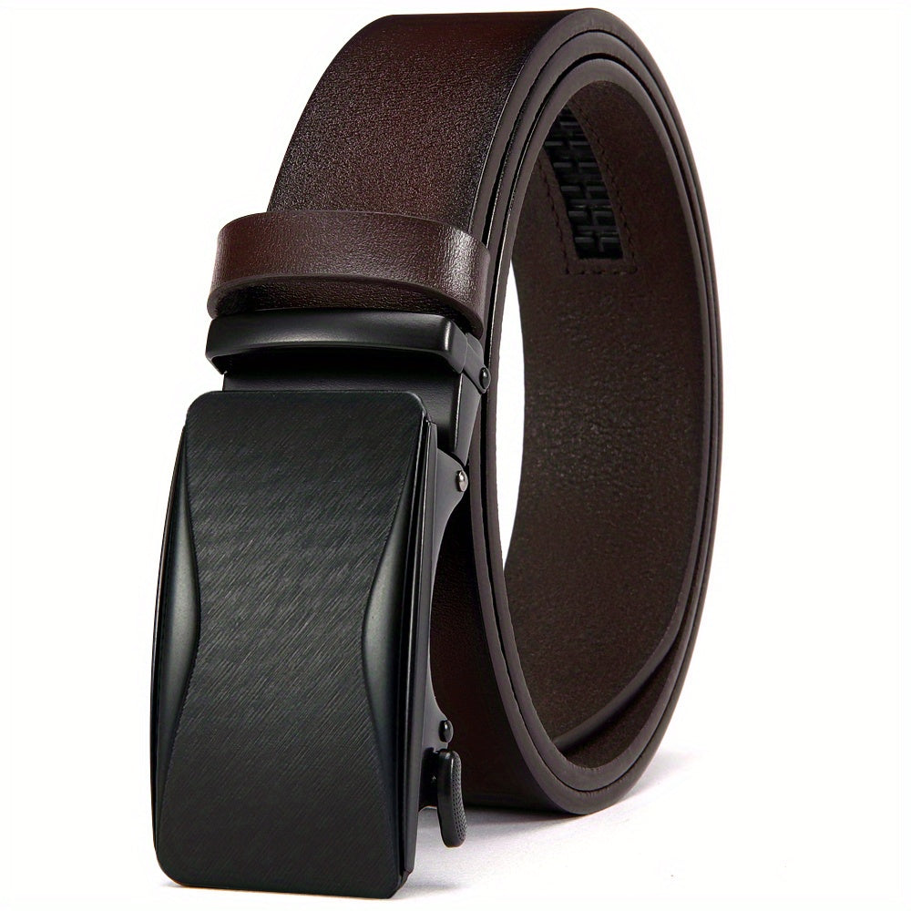 Men's Leather Ratchet Belt Automatic Buckle For Casual Jeans