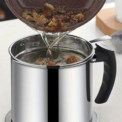 1pc Stainless Steel Filter Pot with Lid and Handle