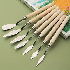 7pcs Palette Set Stainless Steel Palette Knives Painting Stick Scraper