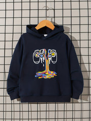 Boys Gamepad Print Hooded Sweatshirt for Spring Fall