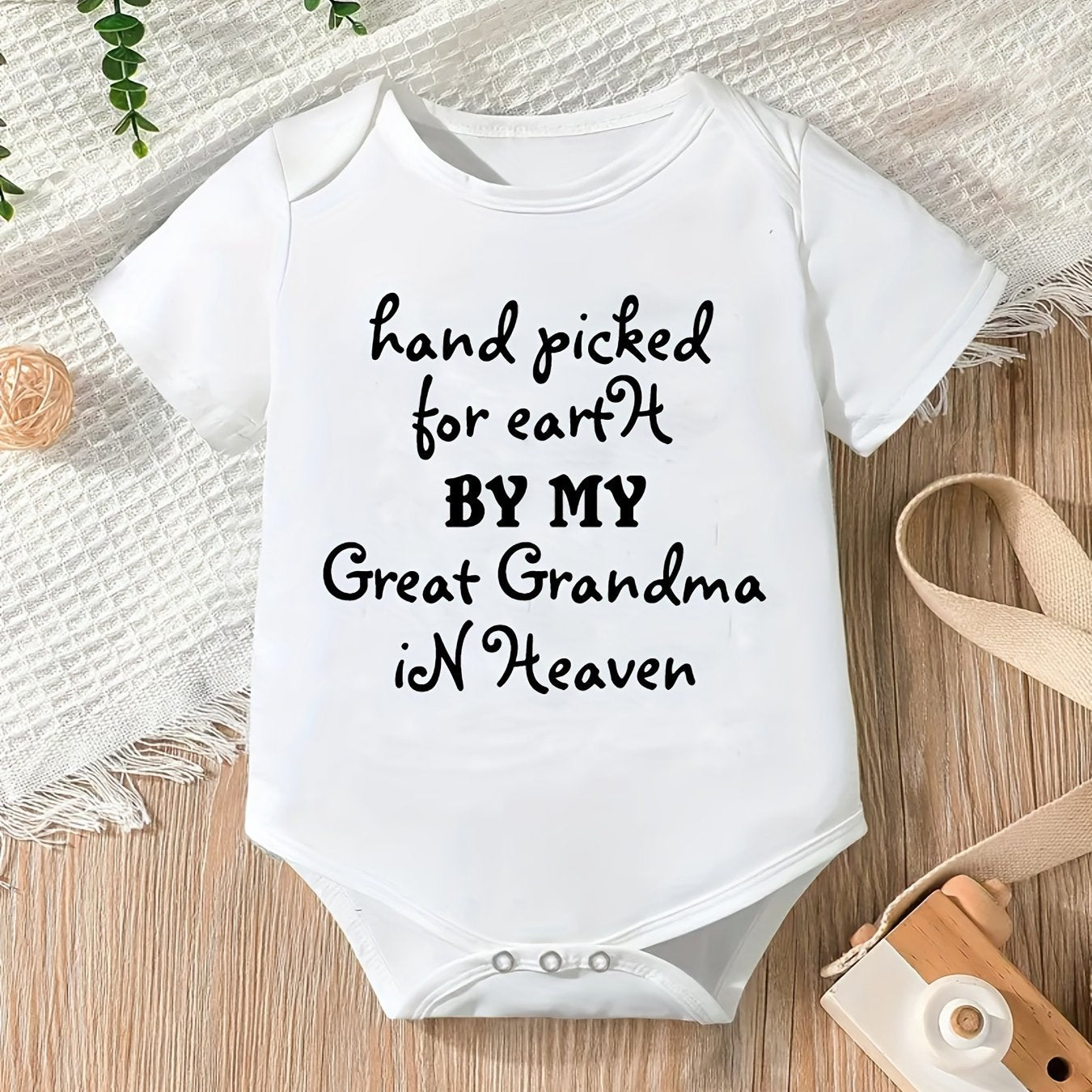 Baby Short Sleeve GREAT GRANDMA IN HEAVEN Romper Bodysuit