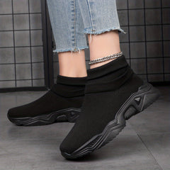 Women's Mid Top Slip On Knit Sneakers - Casual Breathable Shoes