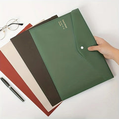 4pcs A4 PP File Bags Retro Bronzing Snap Button Storage Bag