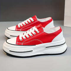 Women's Platform Canvas Shoes Casual Lace Up Outdoor Shoes