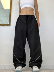 Loose Elastic Waist Cargo Pants with Side Pocket