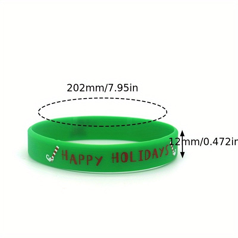 10 Pcs Christmas Silicone Bracelet Holiday Gift Party Accessories