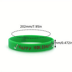10 Pcs Christmas Silicone Bracelet Holiday Gift Party Accessories