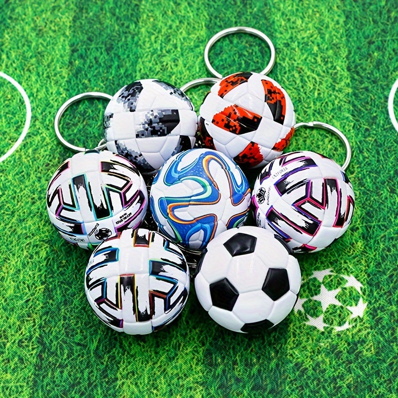 3D Soccer Ball PU Leather Keychain Cartoon Football Keyring Pendant