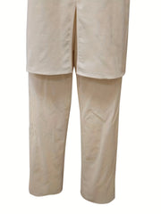 V Neck Sleeveless Top & Elastic Waist Pants Set Women's Outfit