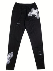Butterfly Pattern Ripped Skinny Leggings