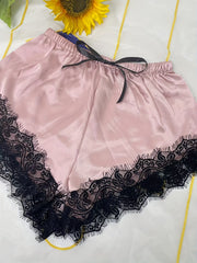 Soft Lace Stitching Sleep Bottoms Elastic Waistband Shorts