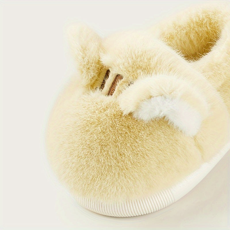 Girls' Cartoon Kitten Furry House Shoes, Non Slip Soft Bottom Walking Shoes