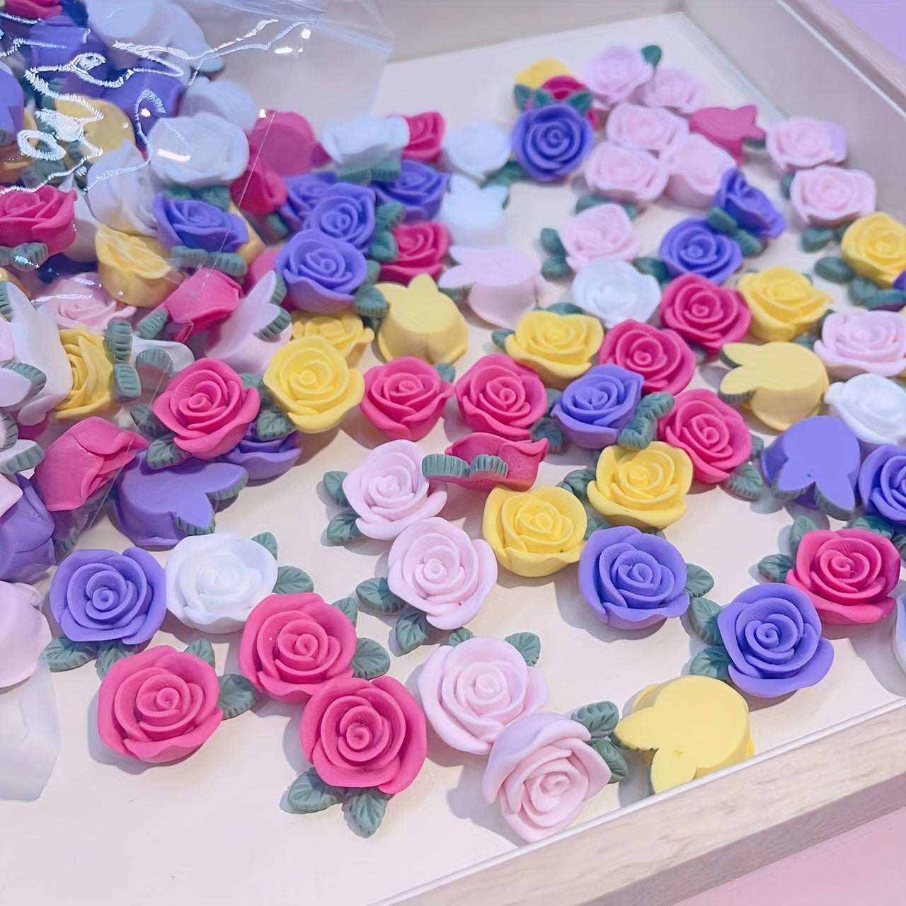 10pcs DIY 3D Rose Flowers Resin Charms For Earrings Jewelry Hair Accessories