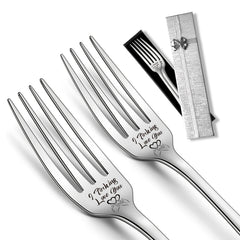 2pcs 'I Love You' Stainless Steel Dinner Forks Anniversary Gift