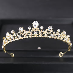 Rose Golden Crystal Crown Tiara Hair Accessories