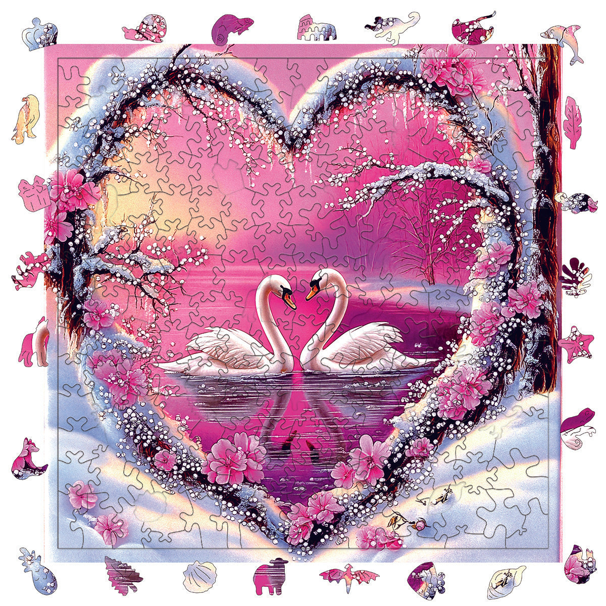 Love Swan Hot Wooden Puzzle - Ages 3+ - Hell Difficulty - Gift Box
