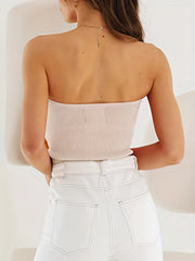 Ribbed Tube Top Twist Front Bandeau Casual Summer Top