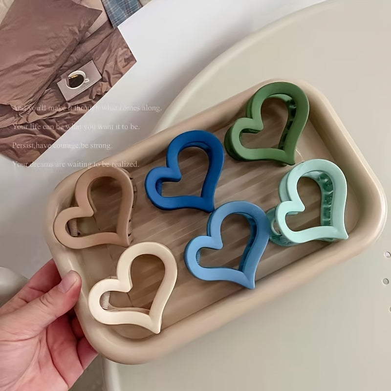 Sweet Love Heart Hair Claw Acrylic Hairpin Matte Frosted Hair Accessories