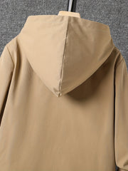 Boys Solid Hooded Warm Jacket Zip Up