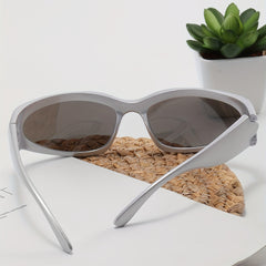 Y2K Wrap Around Sunglasses Futuristic Mirror Lens UV400