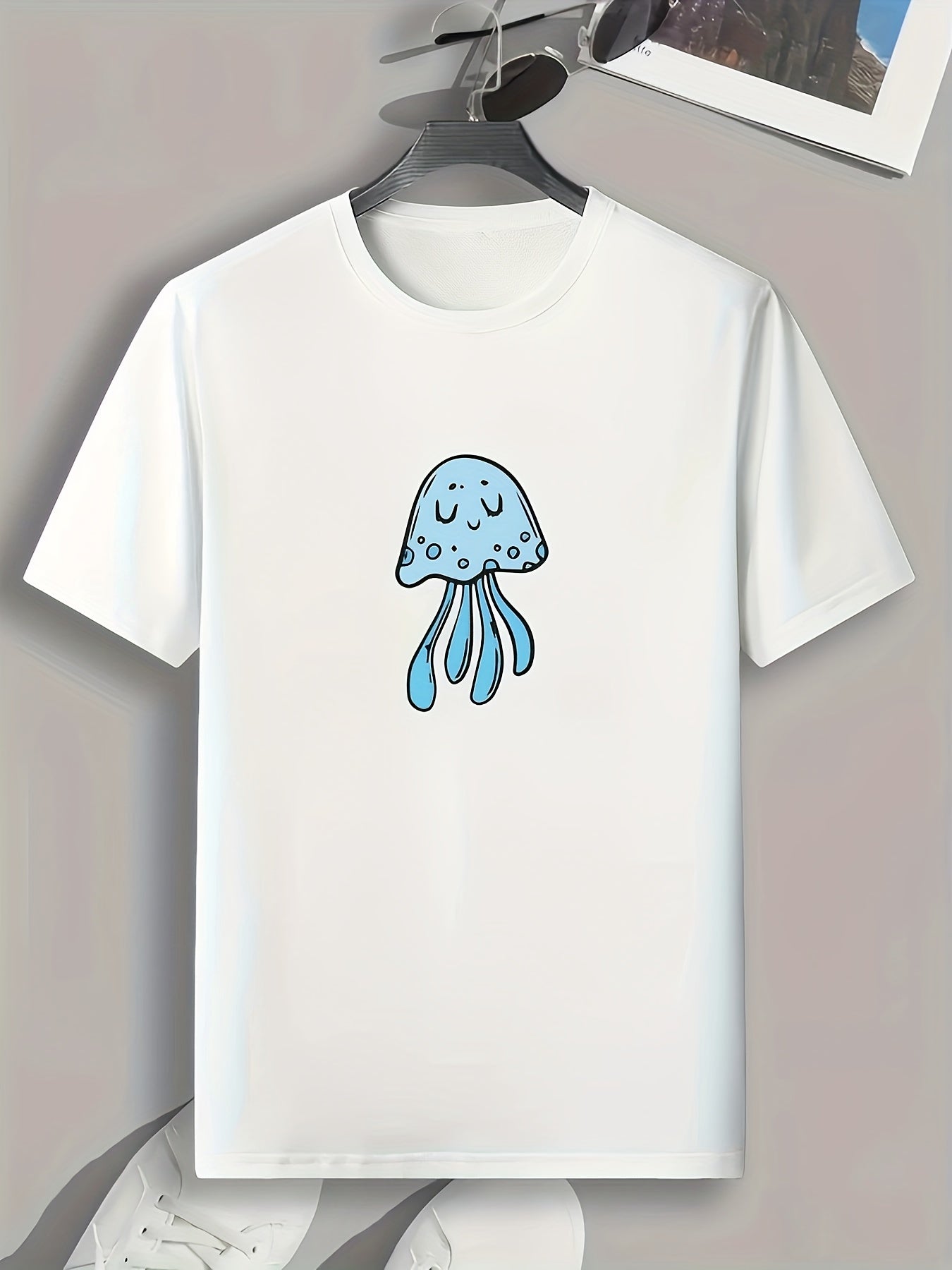 Jellyfish Print Men's Graphic T-shirt for Summer