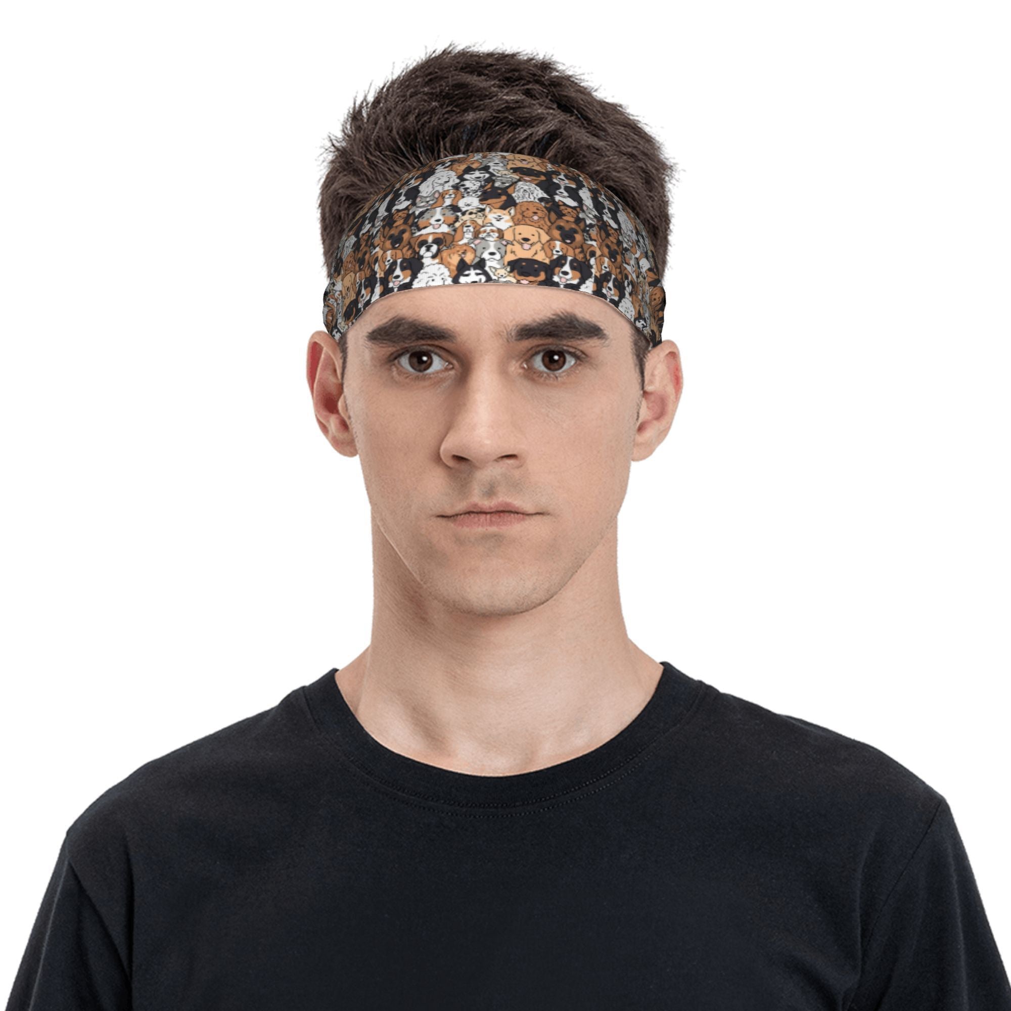 Unisex Dog Print Sports Headband Sweat Wicking Stretchy Polyester