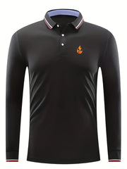 Flame Pattern Men's Casual Long Sleeve Shirt
