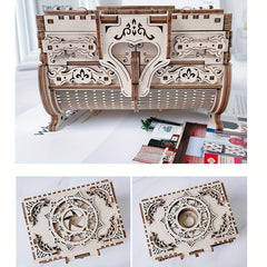 3D Wooden Puzzle Music Box Kit Antique Jewel Box DIY Home Decoration