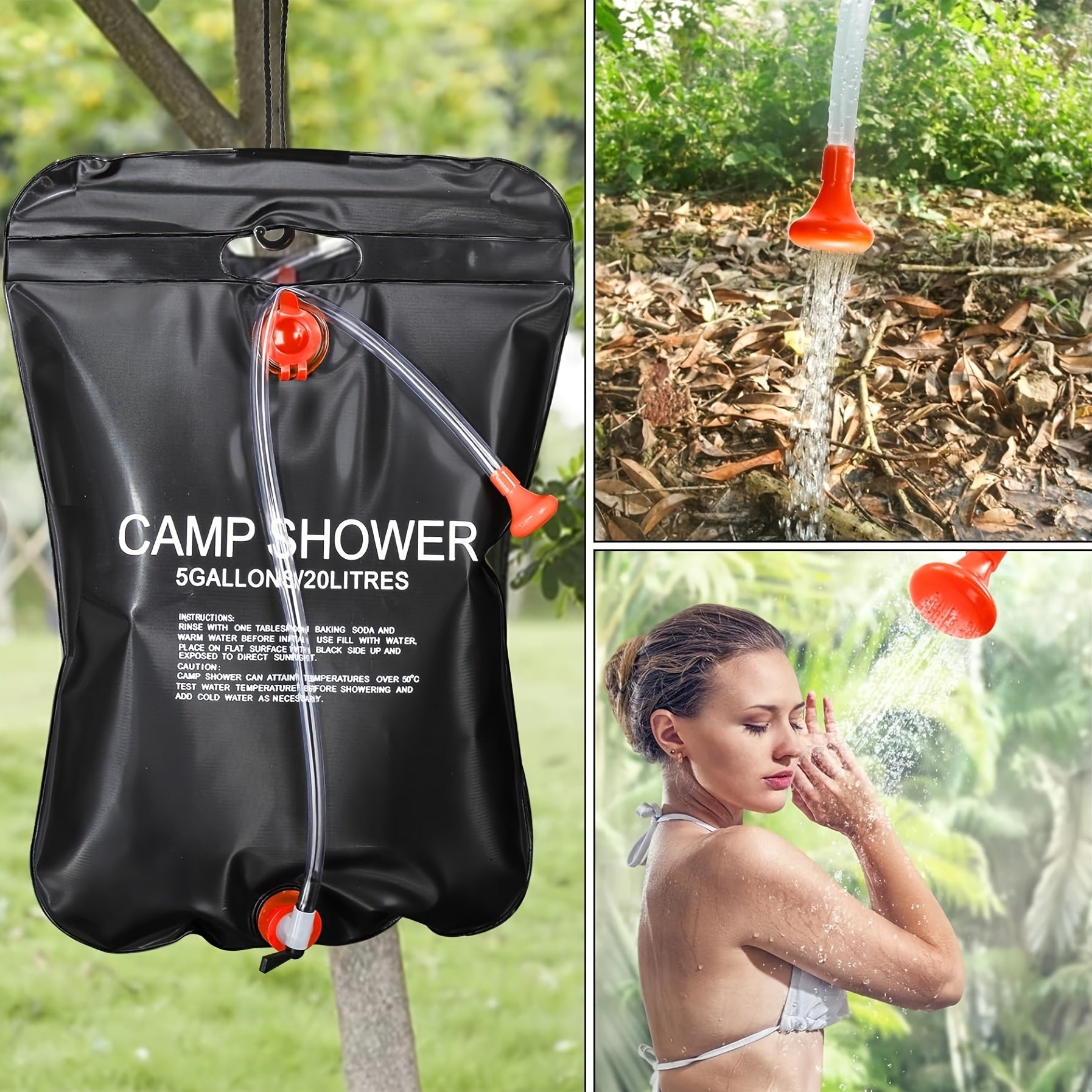 5 Gallon Solar Shower Bag - Heats Up To 45 C - Camping Hiking