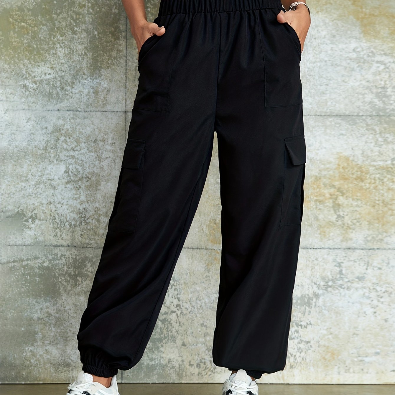 Cargo Pants Casual Elastic Waist Long Length Pants