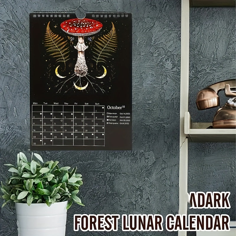 Dark Forest Animal Pattern Wall Calendar Halloween Christmas Gift