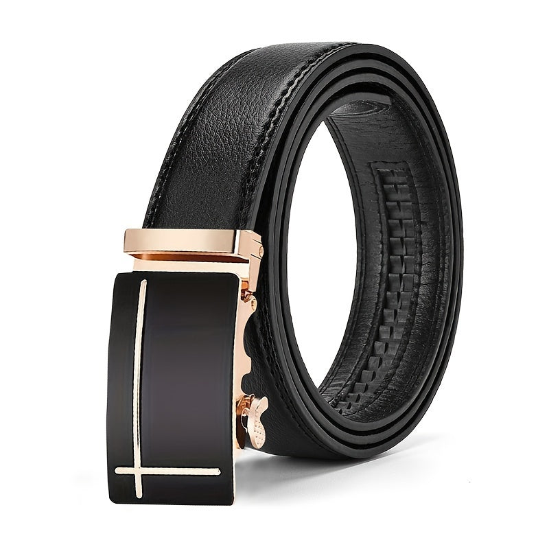 Men's Business PU Leather Belt Automatic Buckle Wedding Daily Wear