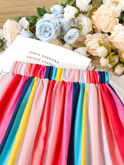 Toddler Girls Striped Block Elastic Waist Casual Skirt Kids Summer Clothes