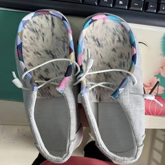 Women's Lace Up Canvas Shoes Casual Slip On Flat Shoes Lightweight