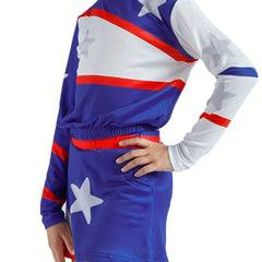 Girls Splicing Star Graphic Cheerleading Outfits For Sports Performance