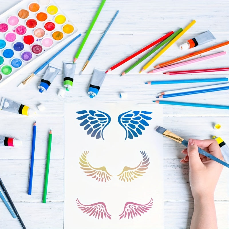 Wings Pattern Plastic Stencil for DIY Painting on Boards or Fabric
