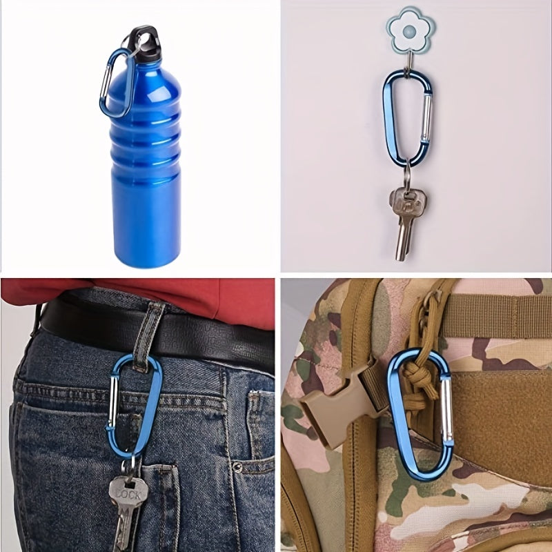 DORESS 4PCS Carabiner Clips Aluminum D Ring Shape with Keyring Hook
