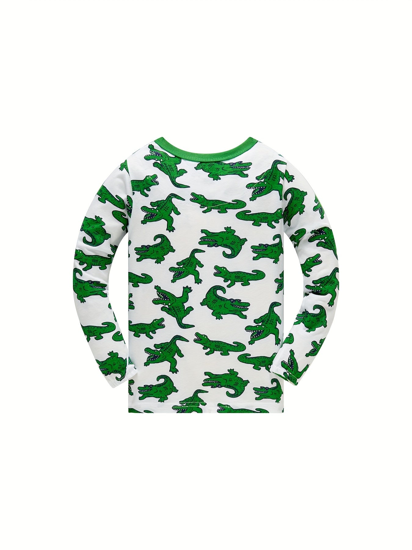 Boys Crocodile Print Pajamas Set Long Sleeve Top & Pants