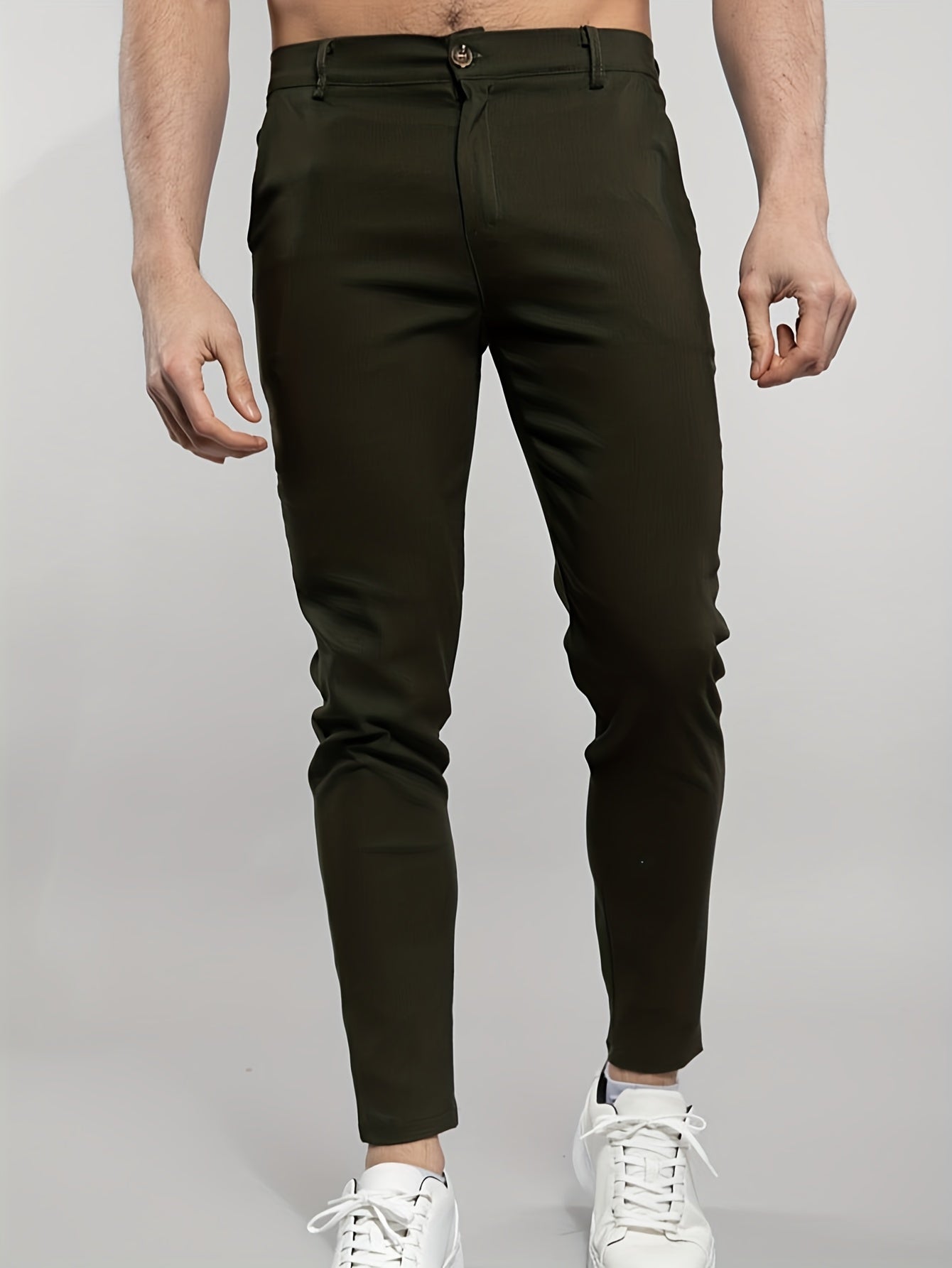 Men's Casual Slim Fit Pants in Solid Color