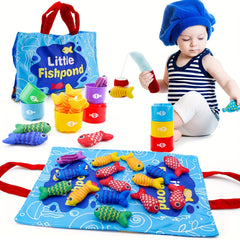 22pcs Fishing Game Set for Kids with Fishing Pole, Fish, Buckets, Mat Cloth