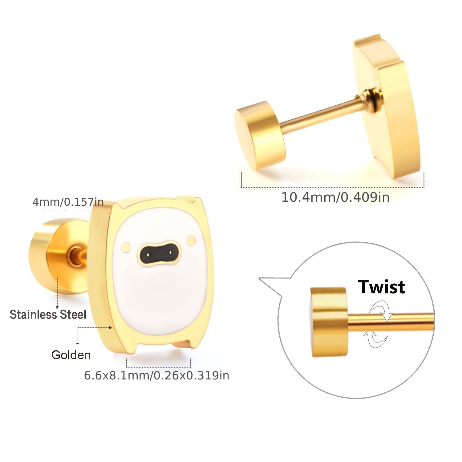 Cute Mini Crab Yellow Duck Pig Stud Earrings Set for Kids